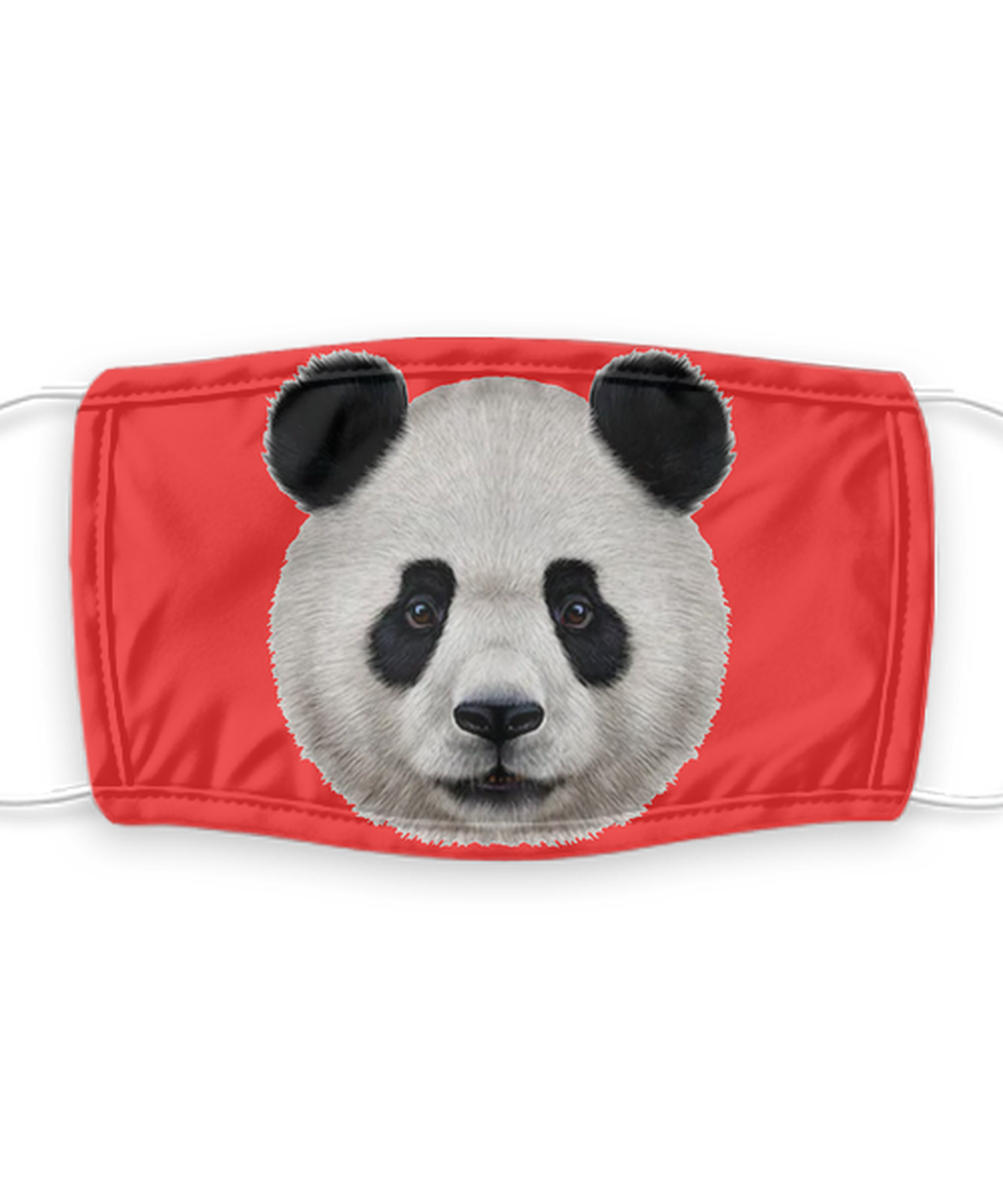 Panda Face Mask - Panda Bear Face Covering - Reusable, Washable w/ Filter - 7 Layers Germ Protection