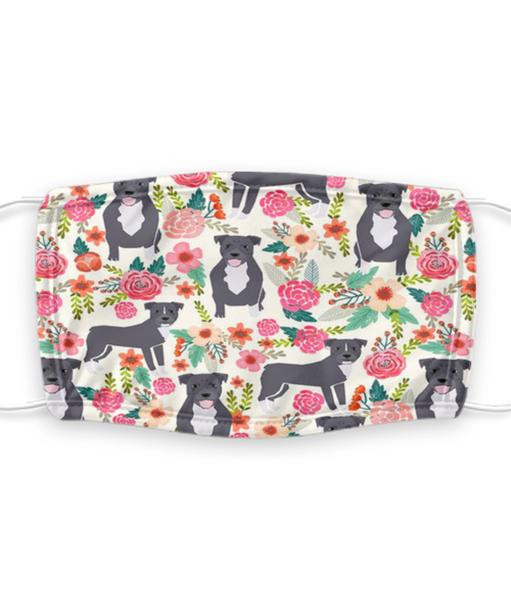 Pitt Bull Face Mask - Pit Bull Dog Lovers Face Covering - Reusable, Washable w/ Filter - 7 Layers Germ Protection