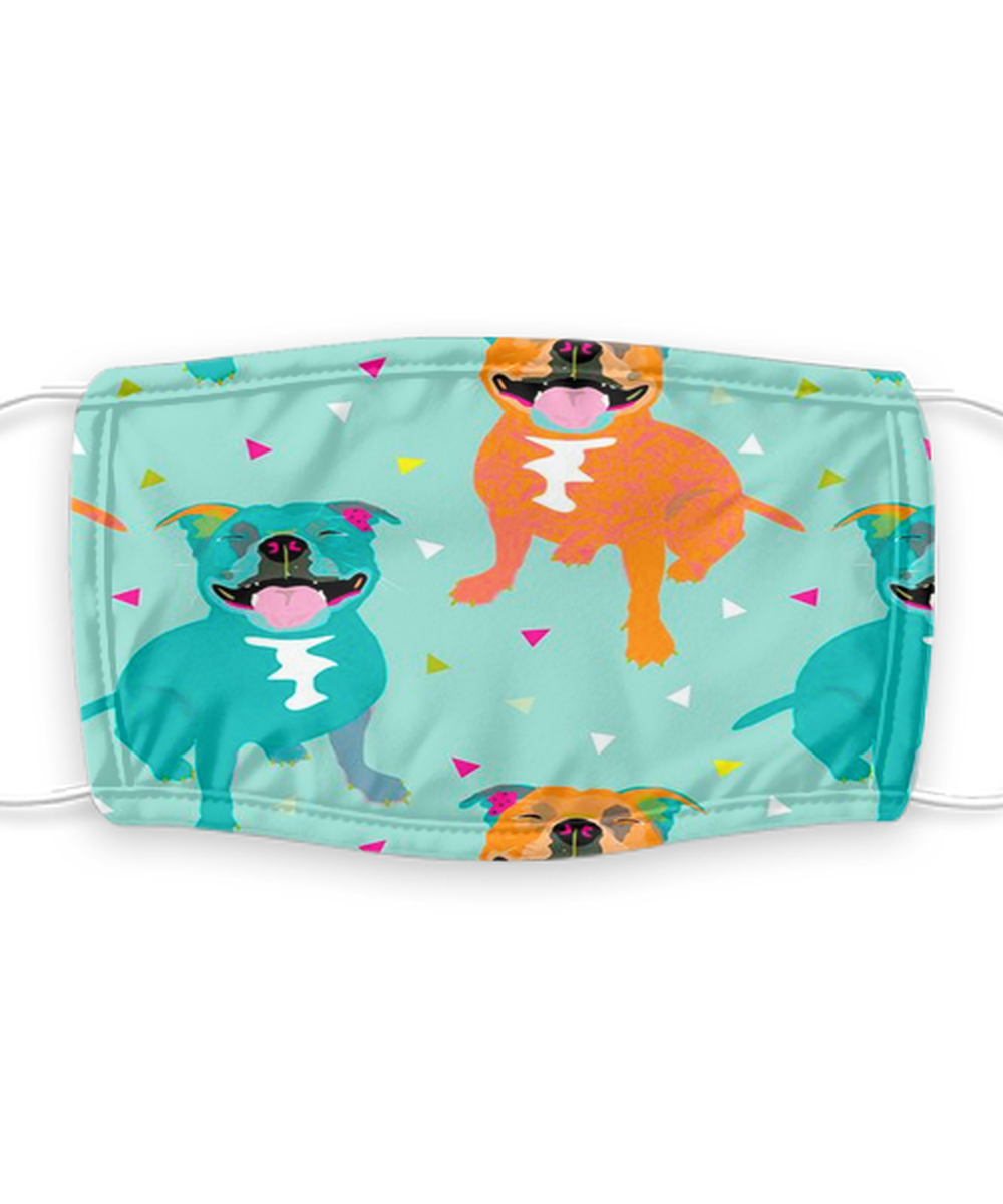 Pitt Bull Face Mask - Pit Bull Dog Lovers Face Covering - Reusable, Washable w/ Filter - 7 Layers Germ Protection