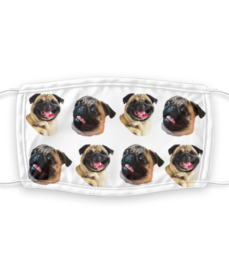 Pug Face Mask - Funny Pug Dog Lovers Face Covering - Reusable, Washable w/ Filter - 7 Layers Germ Protection