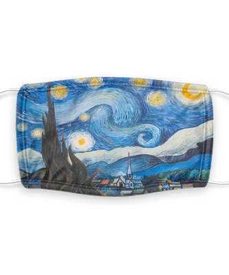 Starry Night Face Mask - Reusable, Washable w/ Filter - Vincent Van Gogh Face Mask - 7 Layers Germ Protection
