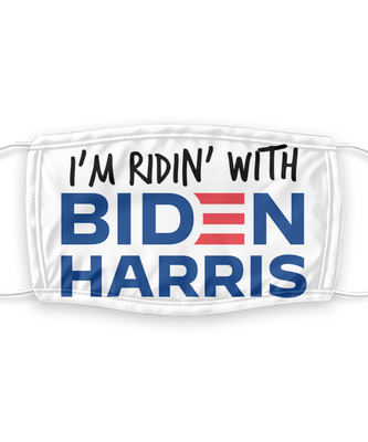 Ridin' With Biden Face Mask - Joe Biden Harris 2020 Presidential Election Face Cover - Reusable, Washable w/ Filter - 7 Layers Germ Protection