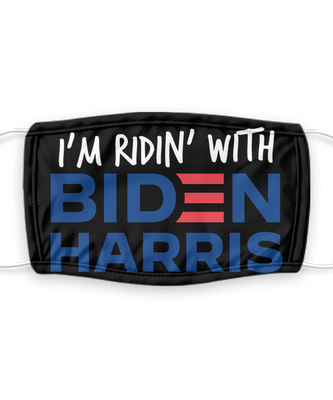 Ridin' With Biden Face Mask - Joe Biden Harris 2020 Presidential Election Face Cover - Reusable, Washable w/ Filter - 7 Layers Germ Protection