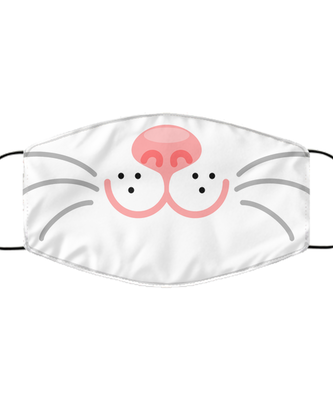 Halloween Face Mask - Rabbit Mask - Reusable & Washable 2 Layers Germ Protection
