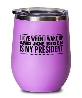 Funny Joe Biden New President Pink Wine Glass - 