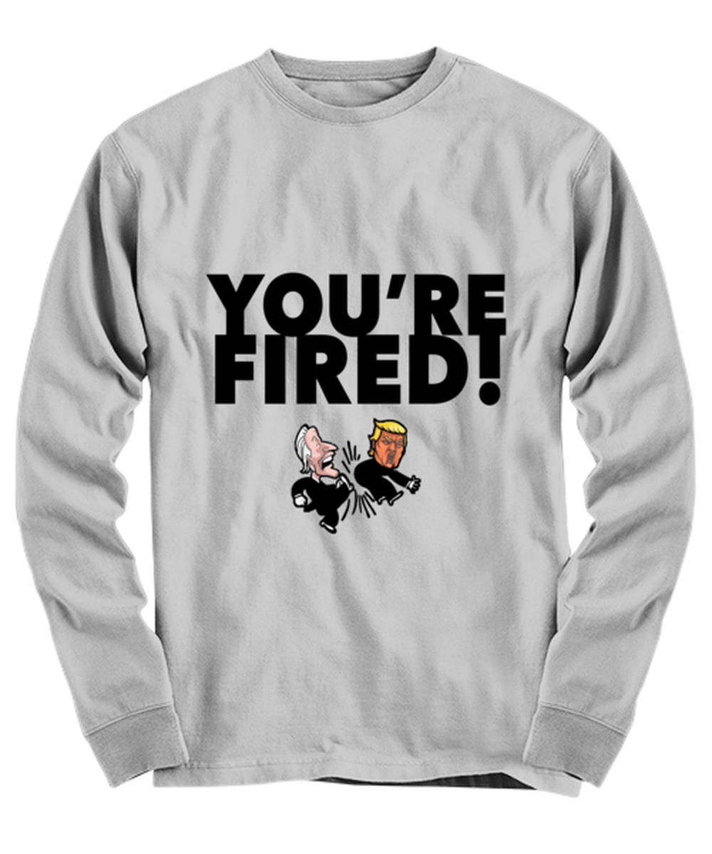 Funny Joe Biden "You're Fired Trump" Gag Long Sleeve Shirt Ash Gray