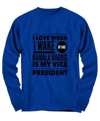 Kamala Harris Vice President Long Sleeve Shirt Royal Blue - 