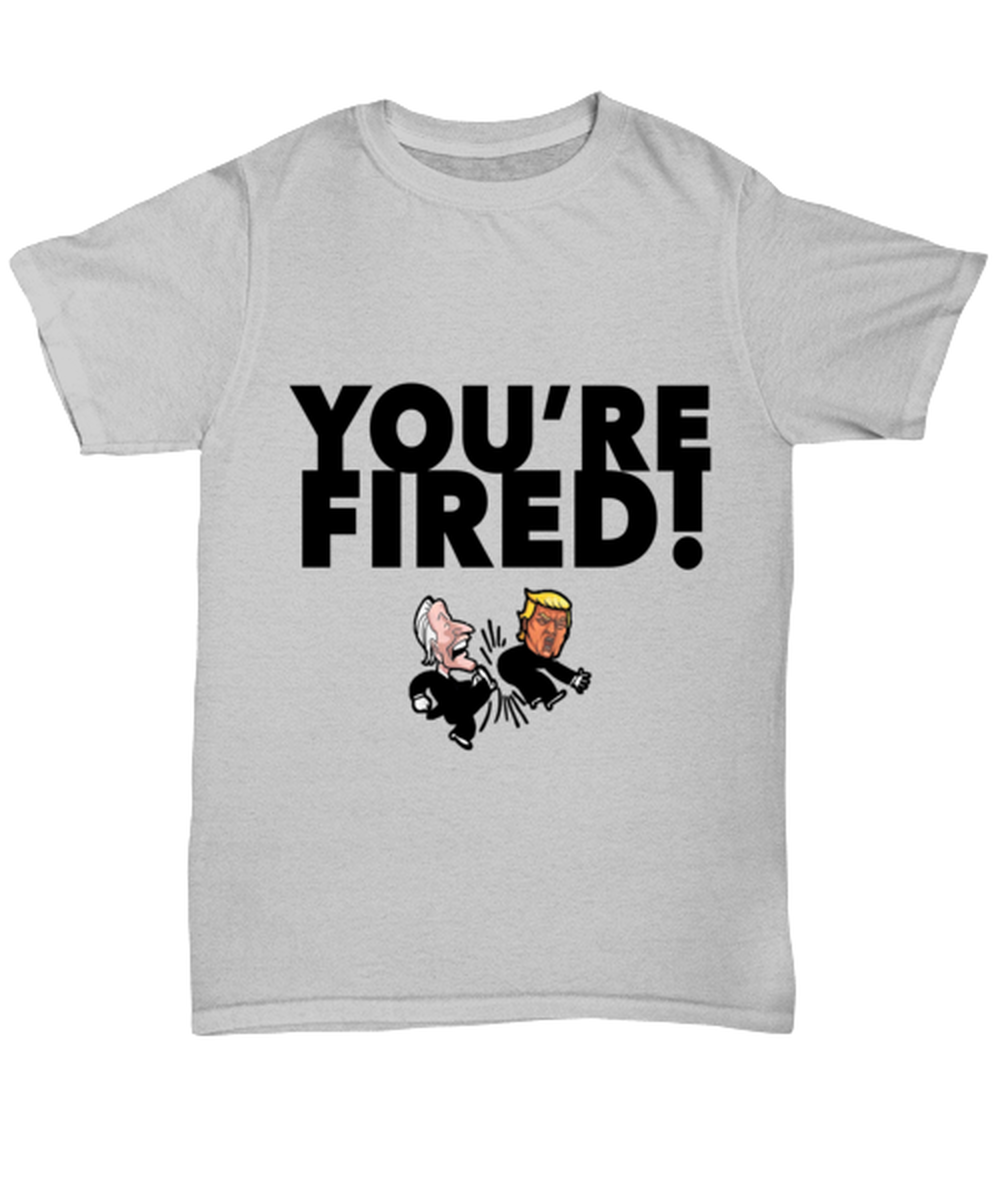 Funny Joe Biden "You're Fired Trump" Gag T-Shirt Unisex Ash Gray