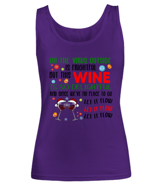 Funny Christmas Women's Tank Top Purple - Oh The Virus Outside Is Frightful But This Wine is So Delightful Holiday Song Pun