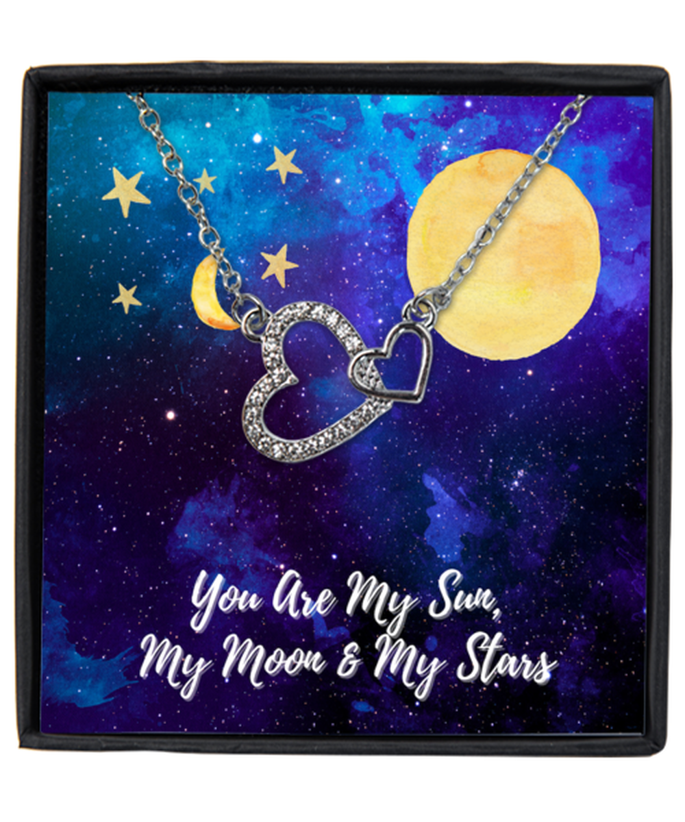 Interlocking Hearts Silver Plated Necklace WIth Message Card For Loved One / Soulmate / Family Member