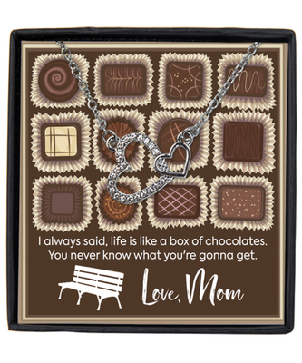 Mom to Daughter Interlocking Hearts Silver Plated Necklace With Message Card