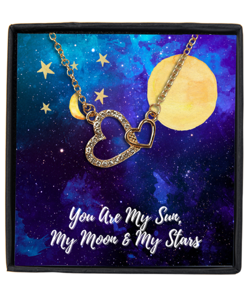 Interlocking Hearts Gold Plated Necklace WIth Message Card For Loved One / Soulmate / Family Member