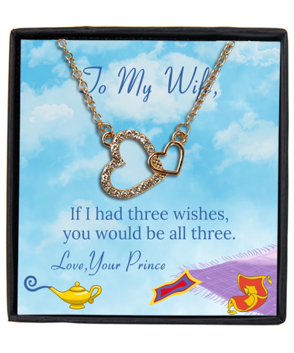 Husband to Wife Interlocking Hearts Gold Plated Necklace WIth Message Card