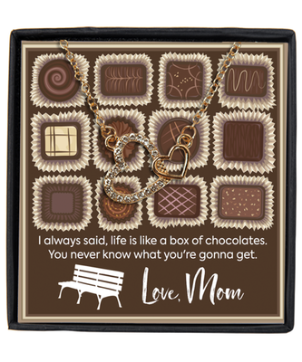 Mom to Daughter - Interlocking Hearts Gold Plated Necklace With Message Card