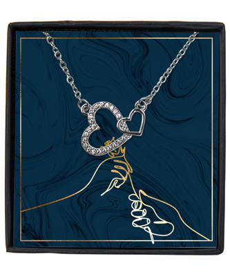 Husband to Wife / Fiance / Boyfriend to Girlfriend Interlocking Hearts Silver Plated Necklace WIth Message Card