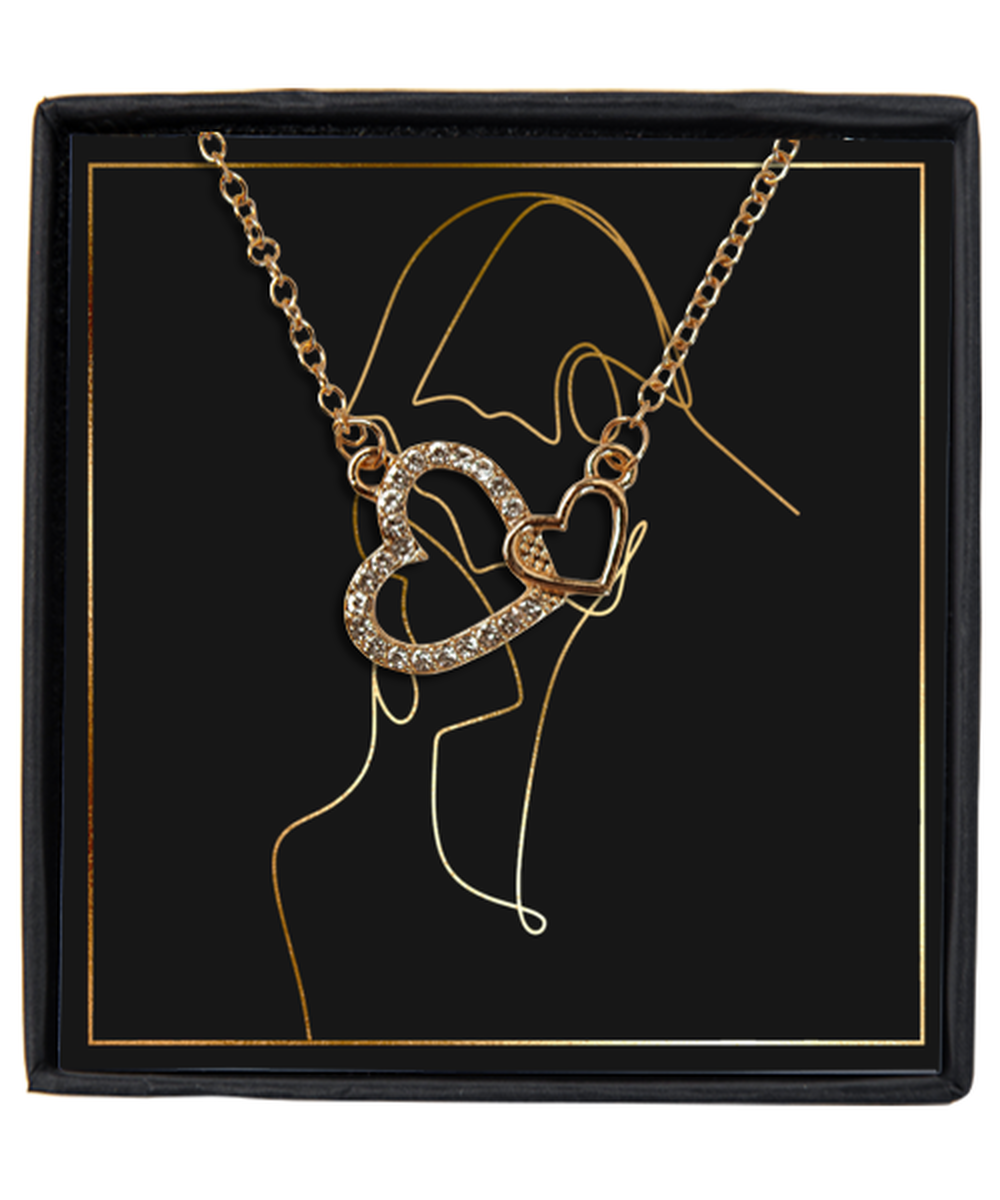 Couples Interlocking Hearts Gold Plated Necklace WIth Message Card