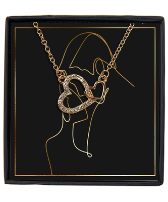Couples Interlocking Hearts Gold Plated Necklace WIth Message Card