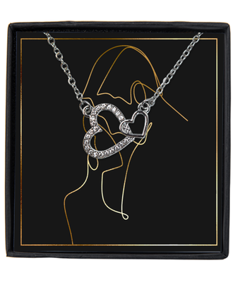 Couples Interlocking Hearts Silver Plated Necklace WIth Message Card