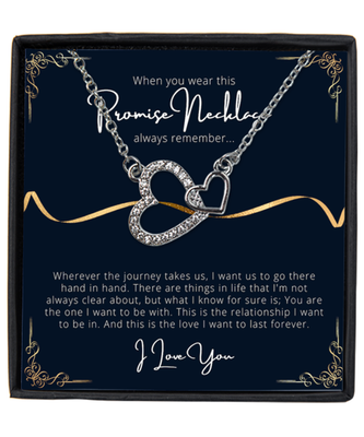 Couples Promise Interlocking Hearts Silver Plated Necklace WIth Message Card