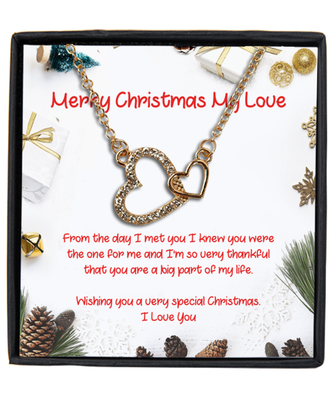 Couples Interlocking Hearts Gold Plated Necklace WIth Message Card