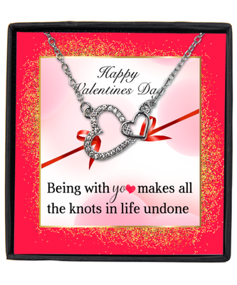 Valentine's Day Gifts For Her, Wife, Fiance, Girlfriend, Women | Luxury Silver-Plated Heart Necklace | Message Card 