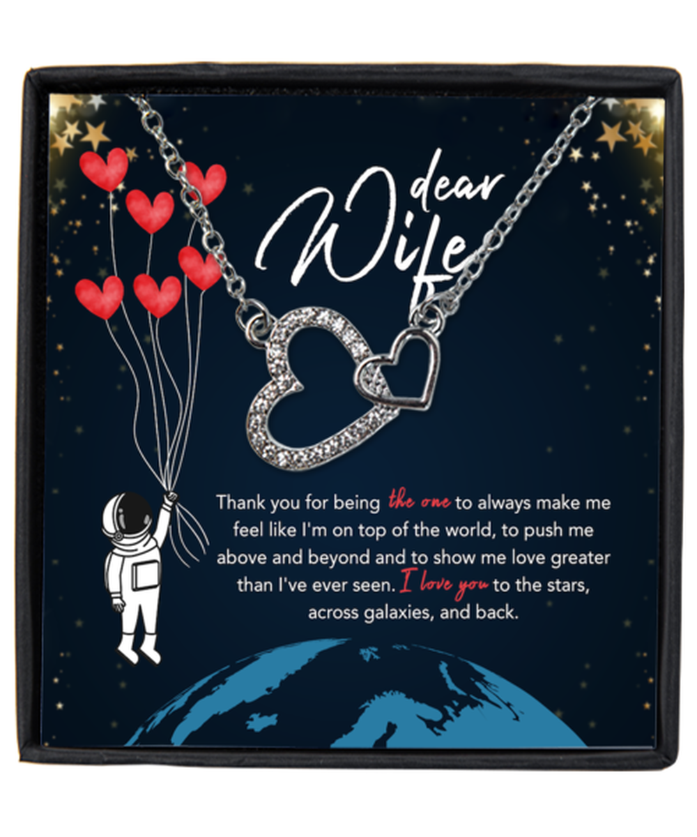 Valentine's Day Gifts For Her, Wife, Fiance, Girlfriend, Women | Luxury Silver-Plated Heart Necklace | Message Card "Love You To The Star"