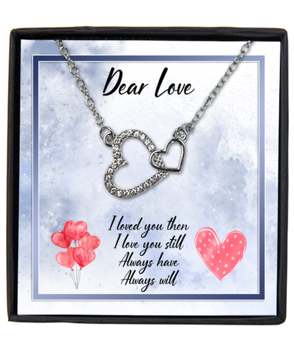 Valentine's Day Gifts For Her, Wife, Fiance, Girlfriend, Women | Luxury Silver-Plated Heart Necklace | Message Card "I Loved You Then-Always Will"