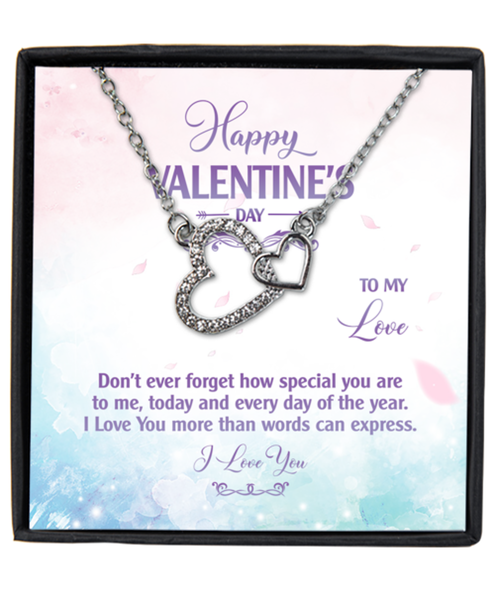 Valentine's Day Gifts For Her, Wife, Fiance, Girlfriend, Women | Luxury Silver-Plated Heart Necklace | Message Card "Don't Forget How Special You Are..."