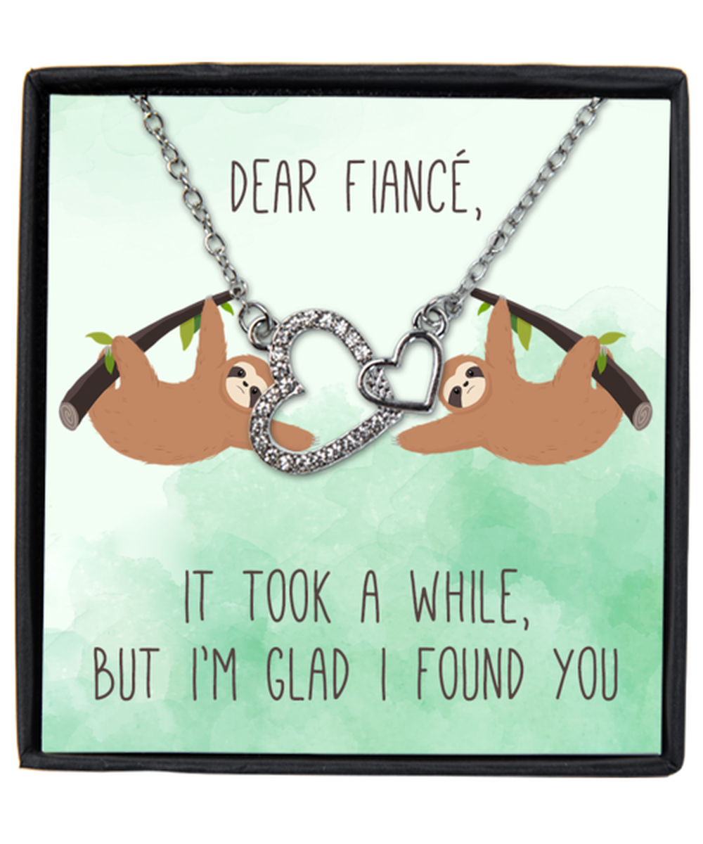 Valentine's Day Gifts For Her,  Fiance, Wifey, Women | Luxury Silver-Plated Heart Necklace | Message Card "Dear Fiance, Glad I Found You"