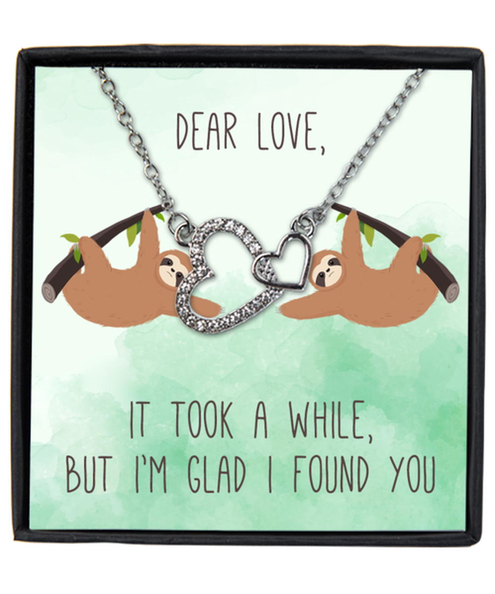 Valentine's Day Gifts For Her, Wife, Wifey, Women | Luxury Silver-Plated Heart Necklace | Message Card "Dear Wife, Glad I Found You"