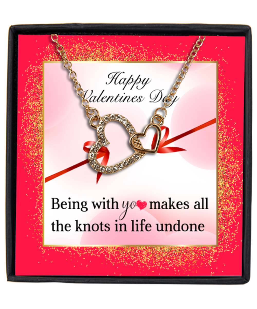 Valentine's Day Gifts For Her, Wife, Fiance, Girlfriend, Women | Luxury Gold-Plated Heart Necklace | Message Card "Being With You"