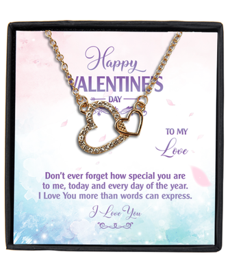Valentine's Day Gifts For Her, Wife, Fiance, Girlfriend, Women | Luxury Gold-Plated Heart Necklace | Message Card 
