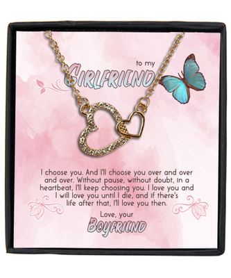 Valentine's Day Gifts For Her, Girlfriend, Women | Luxury Gold-Plated Heart Necklace | Message Card 