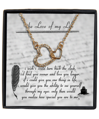Valentine's Day Gifts For Her, Wife, Fiance, Girlfriend, Women | Luxury Gold-Plated Heart Necklace | Message Card 