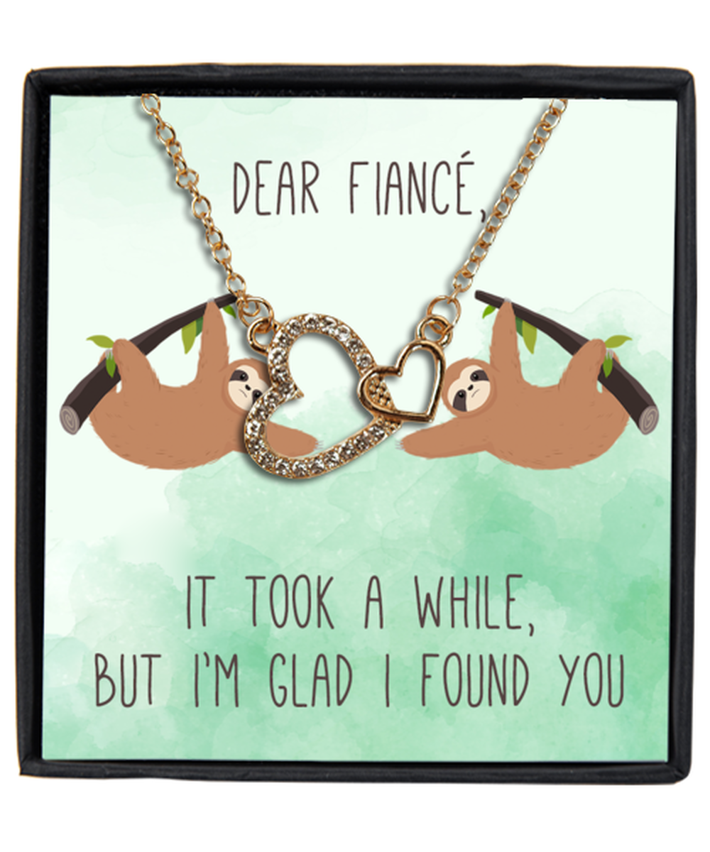 Valentine's Day Gifts For Her,  Fiance, Wifey, Women | Luxury Gold-Plated Heart Necklace | Message Card "Dear Fiance, It Took A While...Glad I Found You"