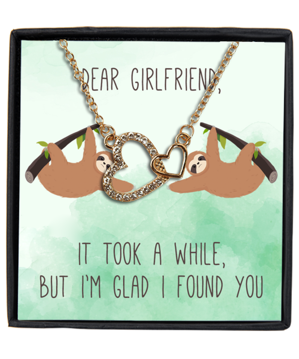 Valentine's Day Gifts For Her,  Girlfriend, WIfey, Women | Luxury Gold-Plated Heart Necklace | Message Card "Dear Girlfriend, It Took A While...Glad I Found You"