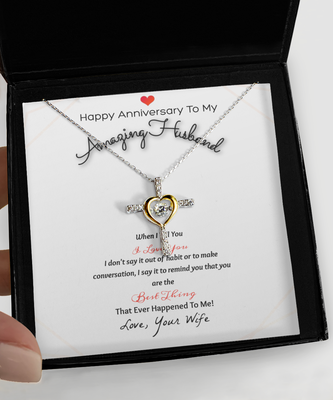 Happy Anniversary For Husband From Wife Gold Cross Necklaces