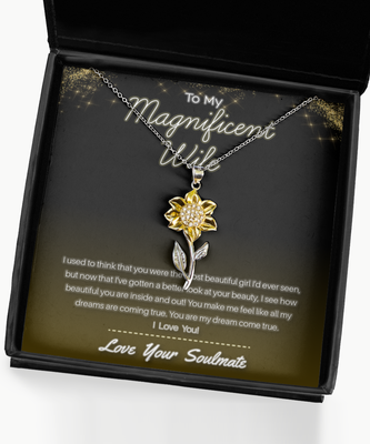 To My Wife Jewelry Gold Flower Necklace Anniversary