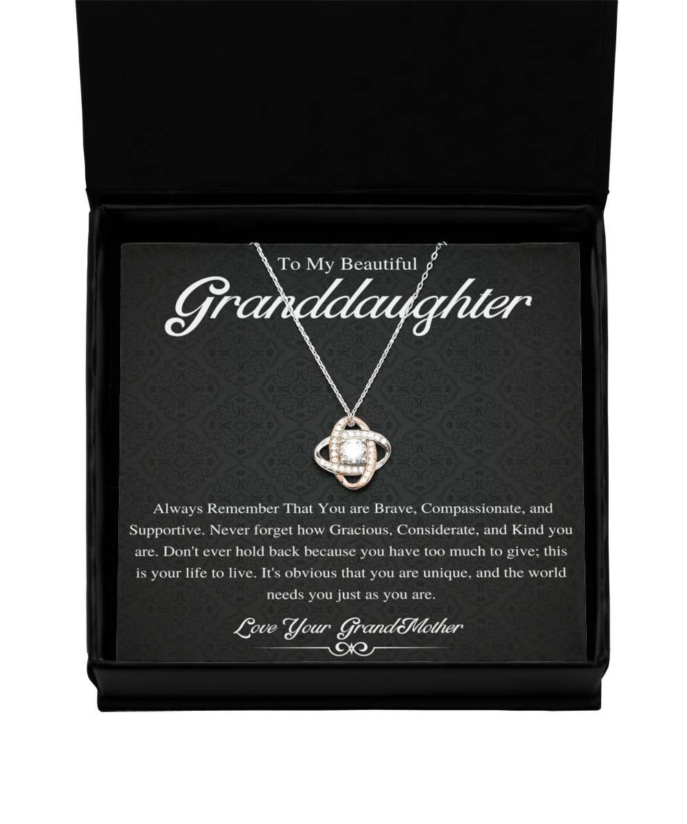 Love Knot, To My Beautiful Granddaughter Necklace, Granddaughter Gift from Grandpa, Grandma, Birthday Graduation Gift, Christmas Gift for Her