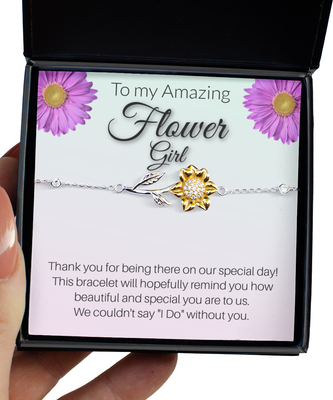 Flower Girl Thank You Bracelet, Flowergirl Card, Flower Girl Bracelet, Present for Flowergirl