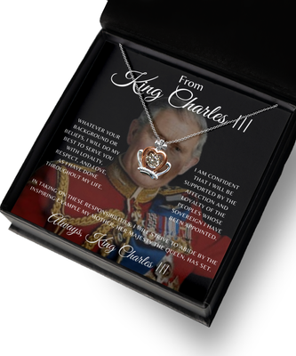 King Charles III Coronation 2022, Crown Necklace, Hail King Charles Inauguration, Message Card