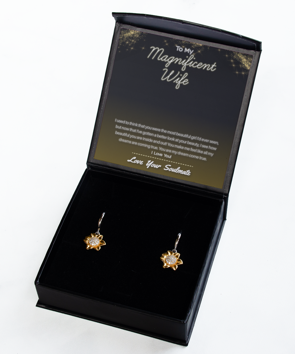To My Wife Jewelry Gold Flower Earrings Anniversary