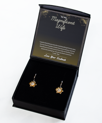 To My Wife Jewelry Gold Flower Earrings Anniversary