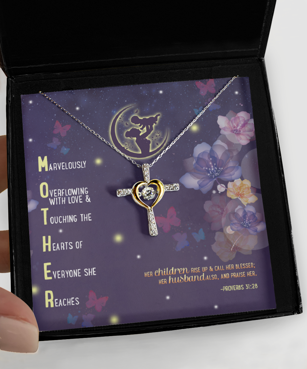 Mother and Children Necklace - for Mother From Child, Daughter, Son, Cross Necklace