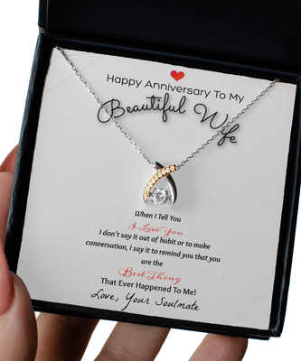Happy Anniversary For Wife From Soulmate Wishbone Gold Necklaces