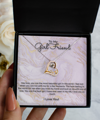 To My Girlfriend Gold Heart Necklace