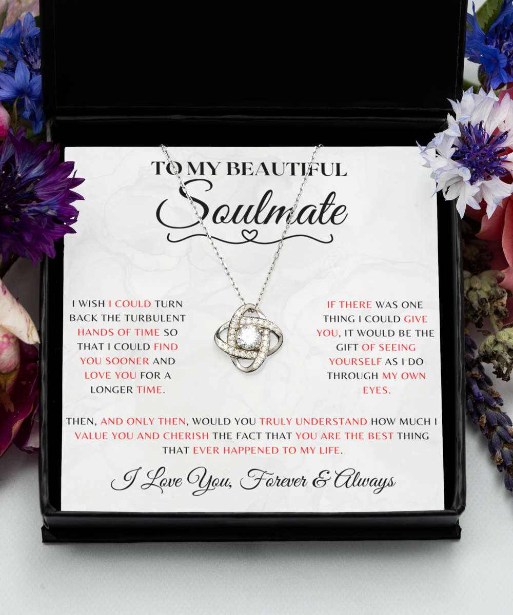 Soulmate Necklace With Message Card, Soulmate Birthday, Soulmate Anniversary, Soulmate Christmas, Love Knot Rose Gold Necklace
