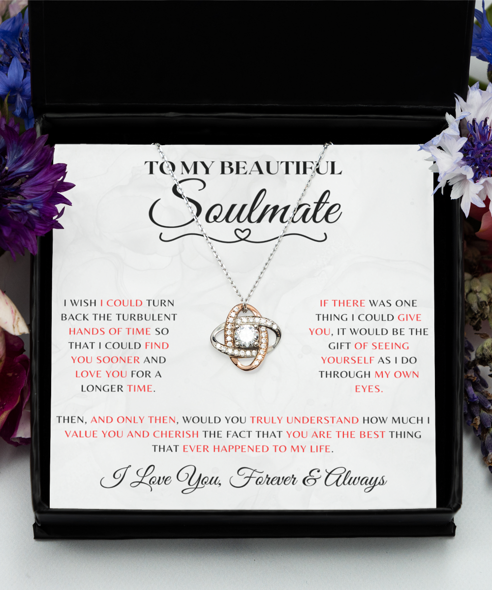 Soulmate Necklace With Message Card, Soulmate Birthday, Soulmate Anniversary, Soulmate Christmas, Love Knot Rose Gold Necklace