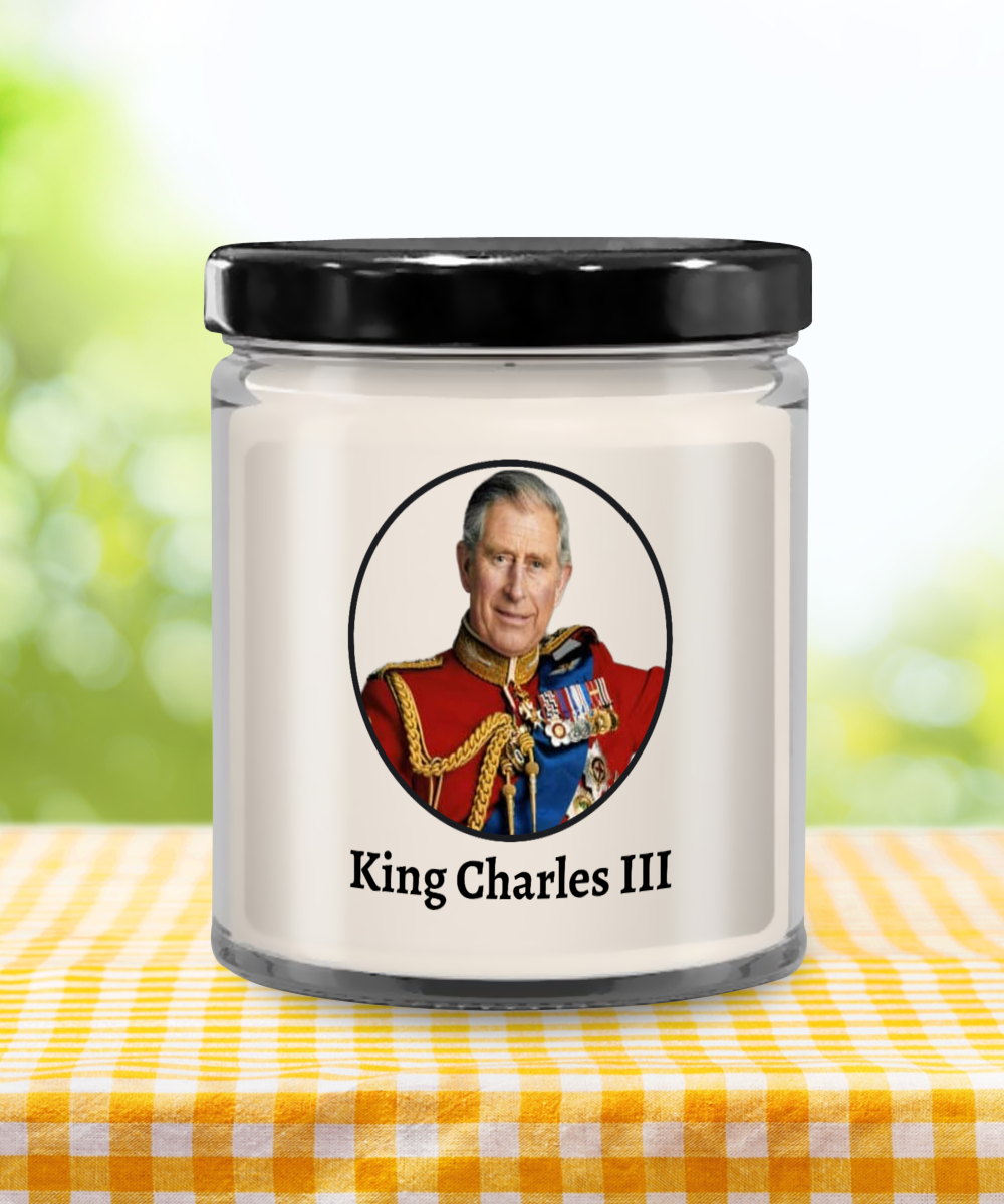 King Charles III Coronation Soy Candle - RIP Queen Elizabeth II Commemorative Memorial Candle - Hail King Charles III