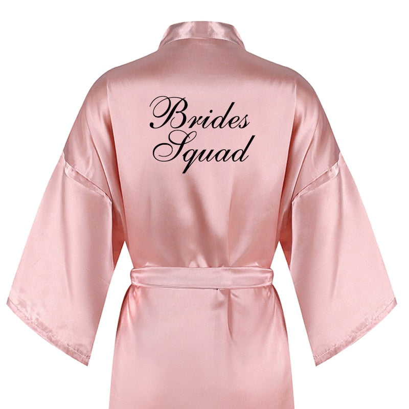 new bridal robe satin Spring autumn bride bridesmaid group Souvenir morning gown wedding bestie pajama party rose gold pink robe